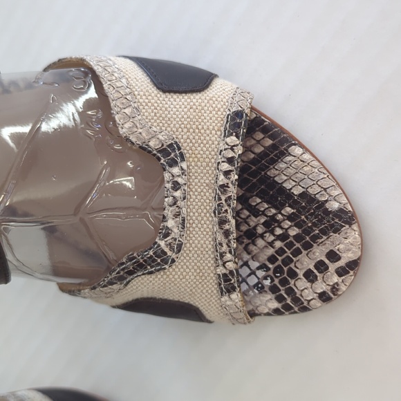 Calvin Klein Zahara Snakeskin Print Pattern Strappy High Heels 9M Tan Brown - Picture 11 of 16